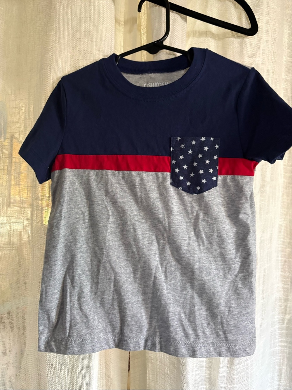 OshKosh B'gosh Navy, Red & Gray Star Pocket Tee 4T
